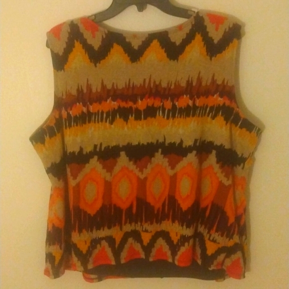 Festive tank top Orange, black and tan. Size 22W by Perceptions - Picture 3 of 3